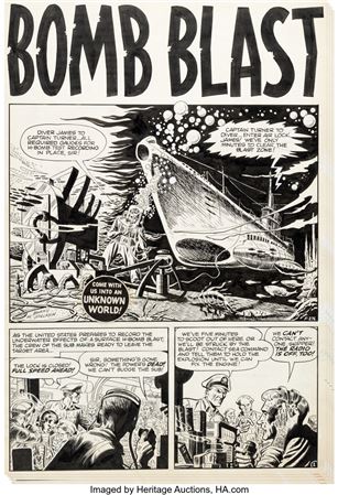 Manny Stallman : Manny Stallman Journey into Unknown Worlds #33 Complete 4-Page Story Original Art (Marvel, 1955)