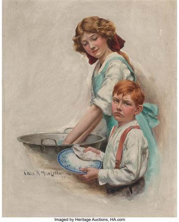 Charles MacLellan : Boy Drying Dishes, The Saturday Evening Post cover