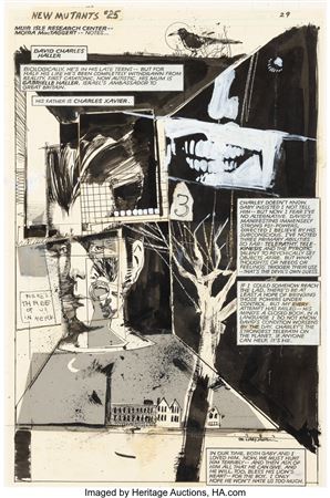 Bill Sienkiewicz : Bill Sienkiewicz The New Mutants #25 Legion Character Profile First Appearance Original Art (Marvel, 1985)