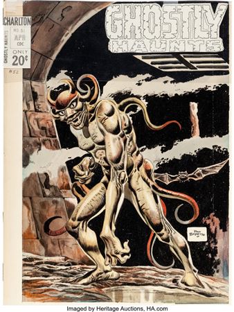 Pat Boyette : Pat Boyette Ghostly Haunts #52 Cover Original Art (Charlton, 1976)