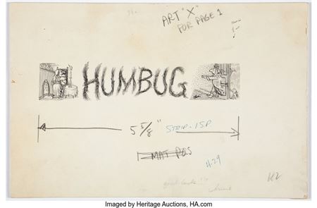 Arnold Roth : Arnold Roth Humbug #1 Masthead/Logo Illustration Original Art (Humbug Publications, 1957)