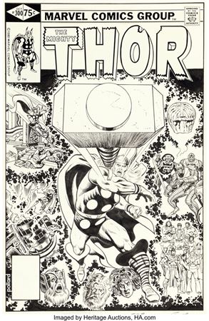 Keith Pollard : Thor #300 Cover Original Art (Marvel, 1980)