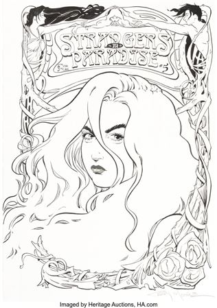 Terry Moore : Terry Moore Strangers in Paradise #5 Cover Original Art and Color Separations (Abstract Studio, 1995)