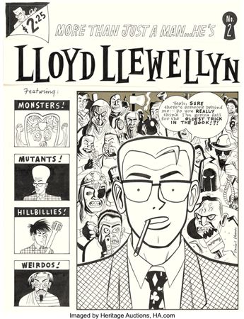 Daniel Clowes : Daniel Clowes Lloyd Llewellyn #2 Cover Original Art (Fantagraphics, 1986)