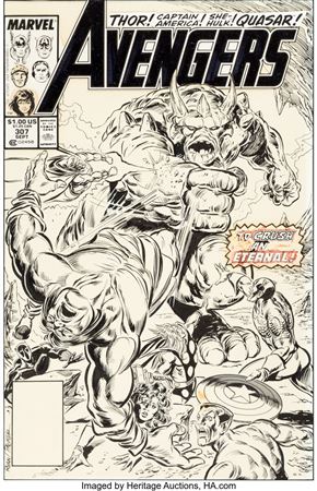 Paul Ryan : Paul Ryan and Tom Palmer Avengers #307 Cover Original Art (Marvel, 1989)