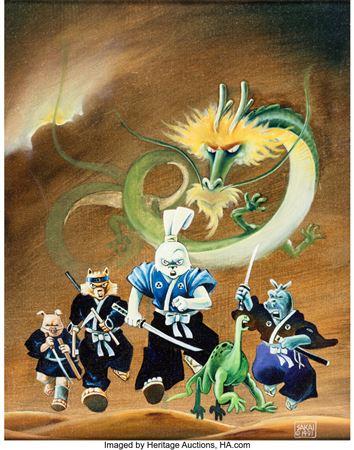 Stan Masahiko Sakai : Stan Sakai Usagi Yojimbo Book 4 Dragon Bellow Conspiracy Trade Paperback Collection Cover Painting Original Art (Fantagraphics, 1991)