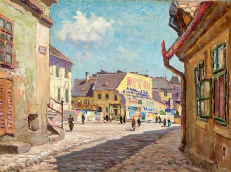 Janos Rakosi-Uitz : Tabán Street Scene, 1923