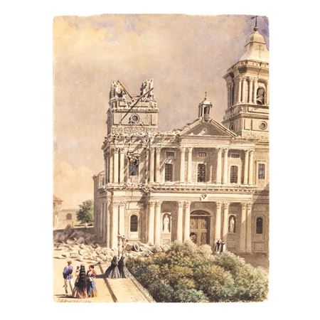 Charles W Andrews : 'Santo Domingo Church afterthe 1863 Earthquake, Philippines'