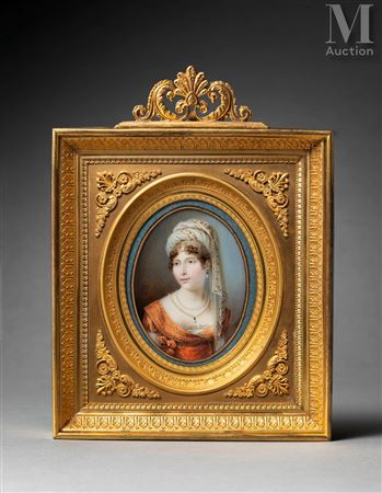 Nicholas François Dun : Portrait en buste de Caroline Murat, reine de Naples, coiffée d’un turban (1814).