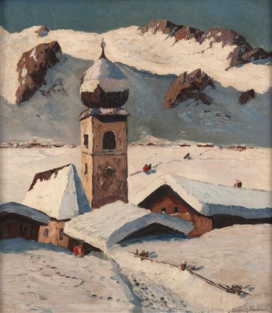 Georg Arnold-Grabone : Snowy mountain village in Engadin