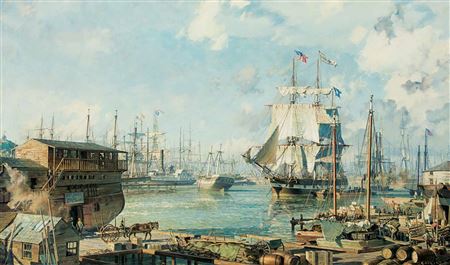 John Stobart : San Francisco in 1849 (Vicar of Bray) Unloading in Yerba Buena Cove