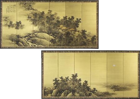 Suiun Komuro : Refreshing breeze during a clear moon (a pair of 6-panel byobu screens)