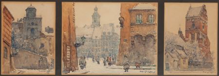 Thaddaus Cieslewski I : Views of Warsaw (three co-legal watercolors)