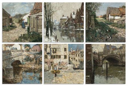 Henry (Henri) Cassiers : Scenes in Flanders, Mechelen and Venice