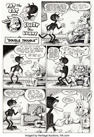 Jay Lynch : Funny Animals #1 Complete 2-Page Story Original Art (Apex Novelties, 1972)