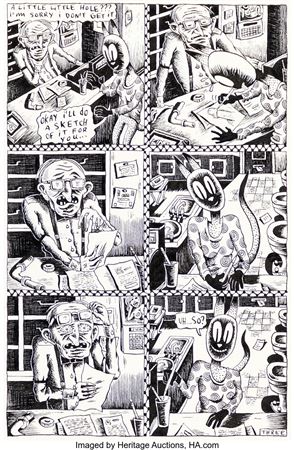 Julie Doucet : Julie Doucet Dirty Plotte #2 Monkey and the Living Dead Story Page 3 Original Art (Drawn & Quarterly, 1991)