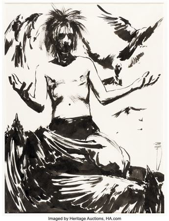 Jon Muth : Jon J. Muth The Sandman: A Gallery of Dreams #1 Morpheus Pin-Up Illustration Original Art (DC, 1994)