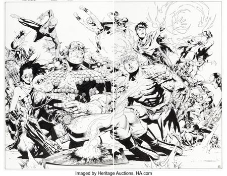 Jimmy Cheung : Jim Cheung, John Livesay, and others Young Avengers #11 Double Splash Pages 20-21 Original Art (Marvel, 2006)