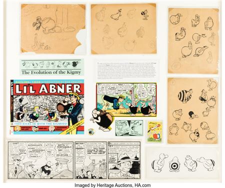 Al Capp : Al Capp Li'l Abner Daily Comic Strip and Kigmy Design Illustrations Original Art (King Features Syndicate, 1949)