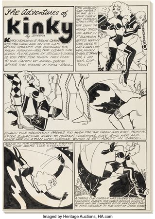 Trina Robbins : Trina Robbins (as Sheena) Bizarre Sex #4 Complete 3-Page Story Original Art (Kitchen Sink Press, 1975).