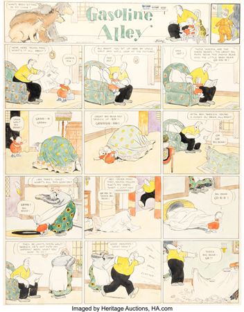 Frank King : Frank King Gasoline Alley Sunday Comic Strip Original Art dated 4-8-23 (Chicago Tribune, 1923)