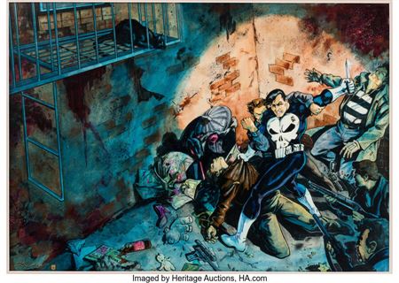 Larry Stroman : Larry Stroman and Frank Cirocco Classic Punisher #1 Wraparound Cover Original Art (Marvel, 1989)