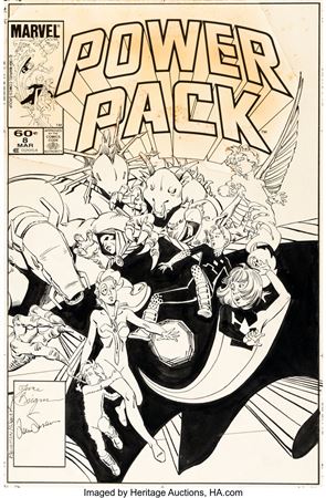 June Brigman : June Brigman and Bob Wiacek Power Pack #8 Cover Original Art (Marvel, 1984)