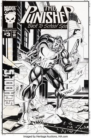 Dave Hoover : Dave Hoover Punisher Back to School Special #3 Cover Original Art (Marvel, 1994)