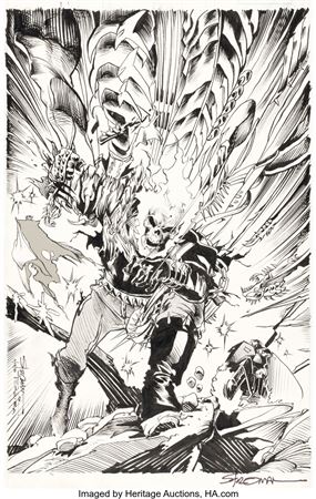 Larry Stroman : Larry Stroman and Mark Texeira Ghost Rider #11 Cover Original Art (Marvel, 1991)