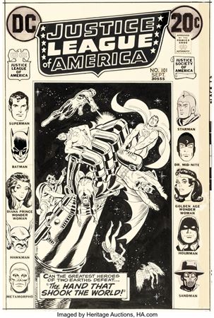 Nick (Nicholas Viscardi) Cardy : Nick Cardy Justice League of America #101 Cover Original Art (DC, 1972)