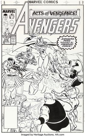 Paul Ryan : Paul Ryan and Tom Palmer The Avengers #312 Cover Original Art (Marvel, 1989)