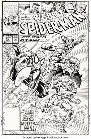 Alex Saviuk : Alex Saviuk Web of Spider-Man #66 Cover Original Art (Marvel, 1990)