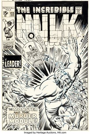 Herb William (Herbert) Trimpe : Herb Trimpe The Incredible Hulk #123 Cover Original Art (Marvel, 1970)