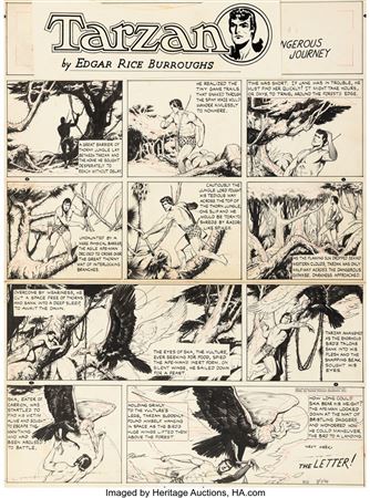 Ruben Moreira : Tarzan #800 Sunday Comic Strip Original Art dated 7-7-46 (United Feature Syndicate, 1946)