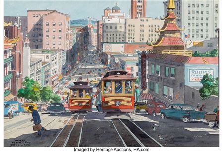 James March Phillips : A View Down California Street from Chinatown