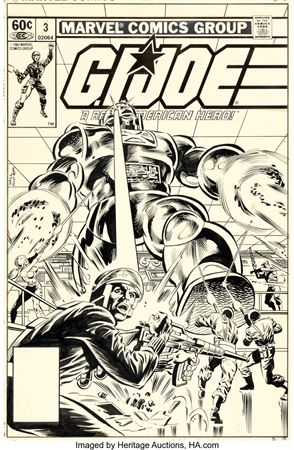 Bob (Robert) Hall : Bob Hall and Al Milgrom G.I. Joe, A Real American Hero #3 Cover Original Art (Marvel, 1982)