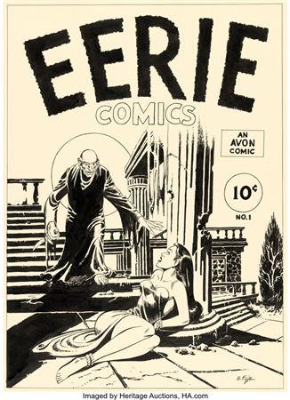 Bob Fujitani : Bob Fujitani Eerie Comics #1 Cover Re-Creation Original Art (1994)