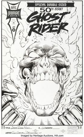 Ron Garney : Ron Garney and Christopher Ivy Ghost Rider #50 Cover Original Art (Marvel, 1994)