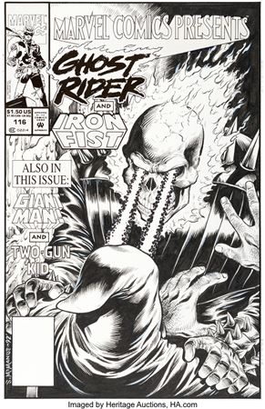 Shawn McManus : Shawn McManus Marvel Comics Presents #116 Ghost Rider Cover Original Art (Marvel, 1992)