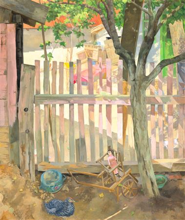 Tibor Duray : Yard with Sun and Shade (Szolnok Yard), 1936