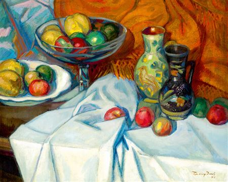 Dezso Tipary : Studio Still Life with Fruits, 1919