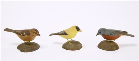 Jesse Blackstone : Three Carved Songbirds (3)