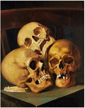 Jan August Hendrik Leys : Study of Three Skulls