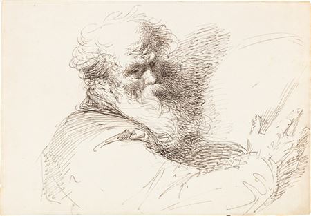 Domingos Sequeira : The head of an bearded old man, half-length, holding a book