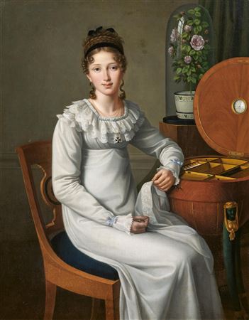 Heinrich Christoph Kolbe : Portrait of a Young Woman at the Sewing Table