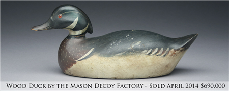 Wood Duck by the Mason Decoy Factory - Sold April 2014, $690,000