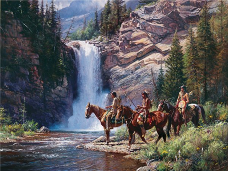 Spirit of Pi'tamaka - Running Eagle by Martin Grelle.  Limited Edition Artist Proof on Canvas.  Dimensions: 30 x 40