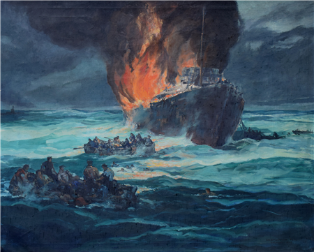 Boat on Fire by George Elmer Brown 40x50