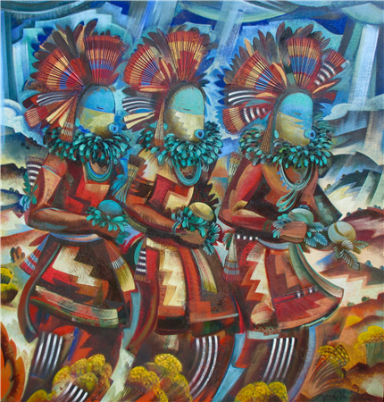 Tony Abeyta • Yei Trio in Procession, 50 x 48 inches