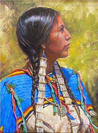 Lakota Finery, 10x8, acrylic on panel